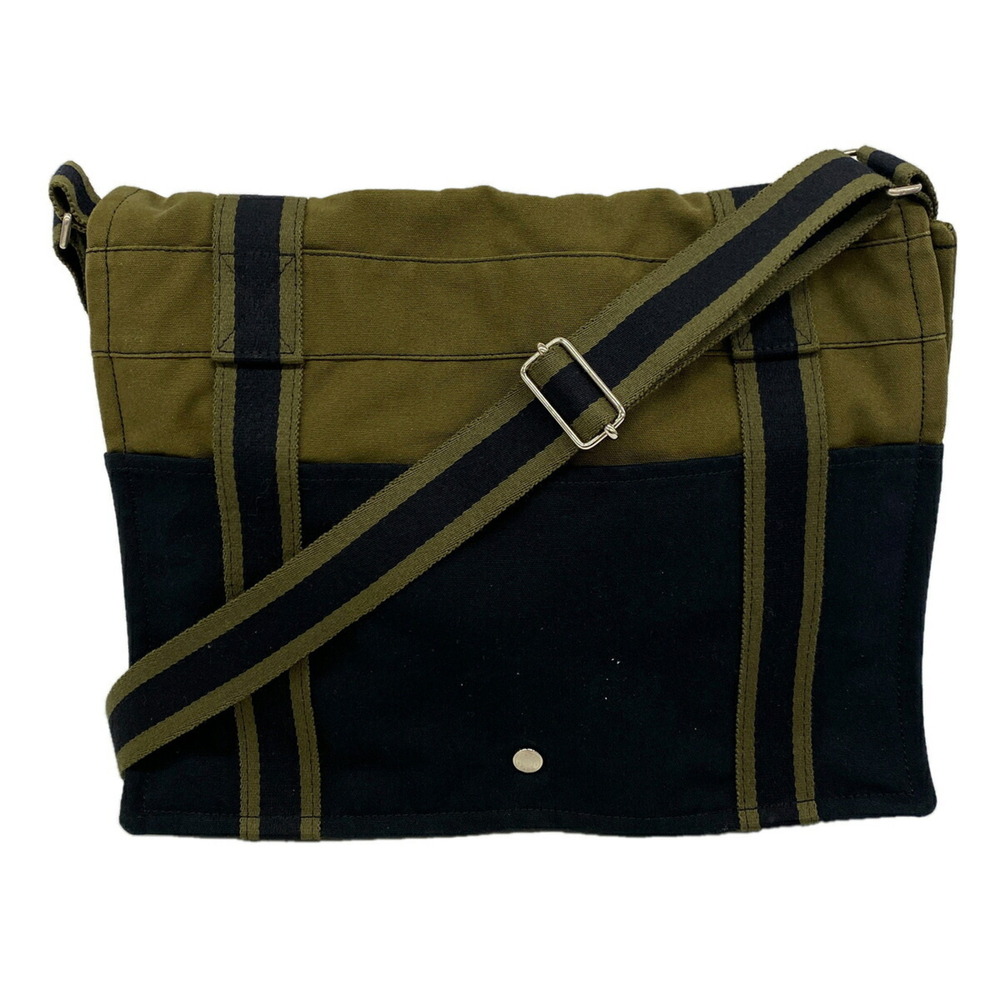 Hermes Fourre-Tout Bassas MM Canvas Shoulder Bag, Black/Khaki, Men's/Women's